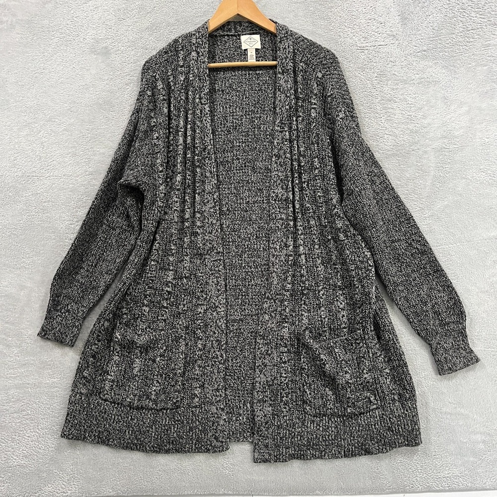 St. John's Bay Cardigan IX Open Front Cardigan Gray Knit Academia Office Hippie